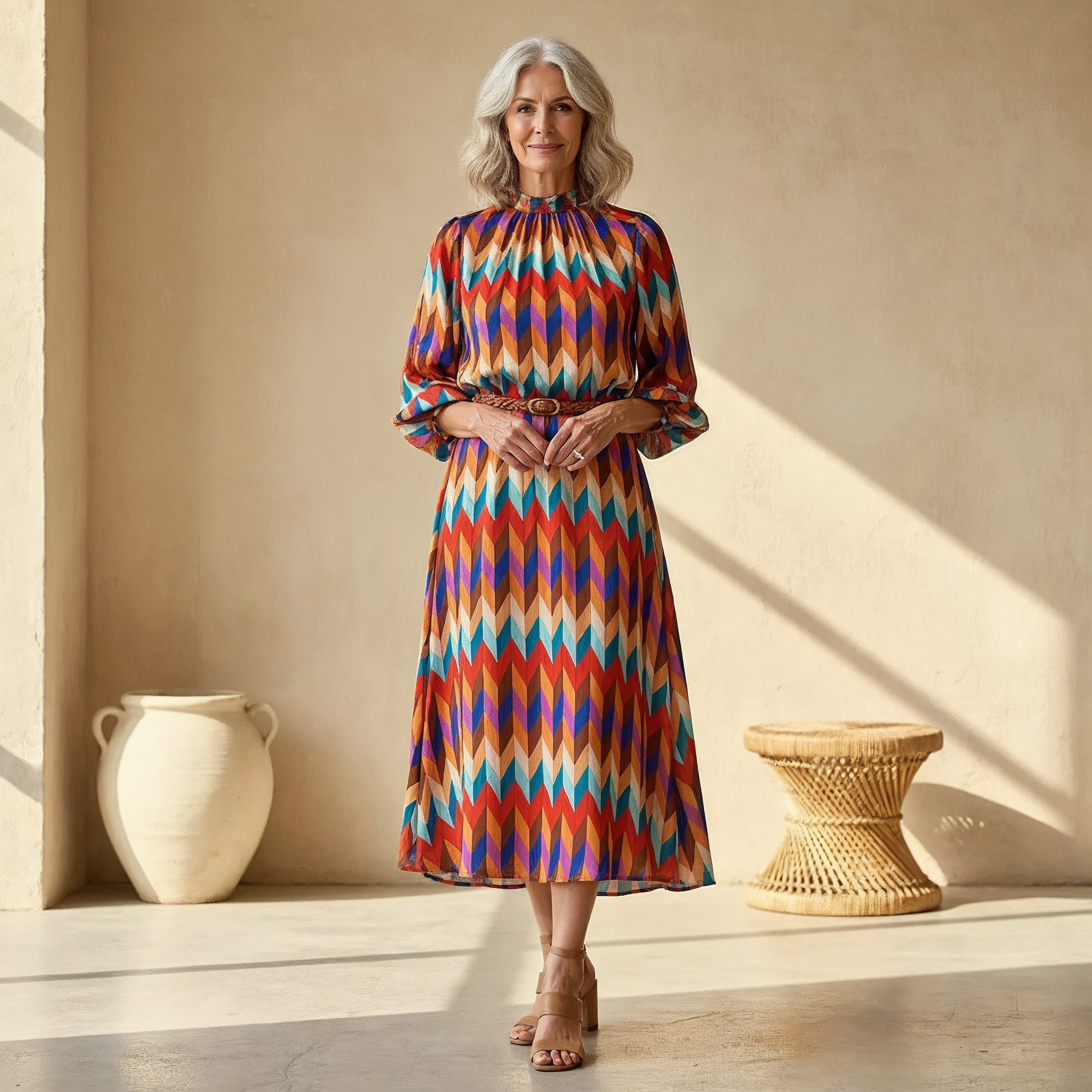 Cassandra - Vibrant Geometric Dress – Ivy Cole Hamilton