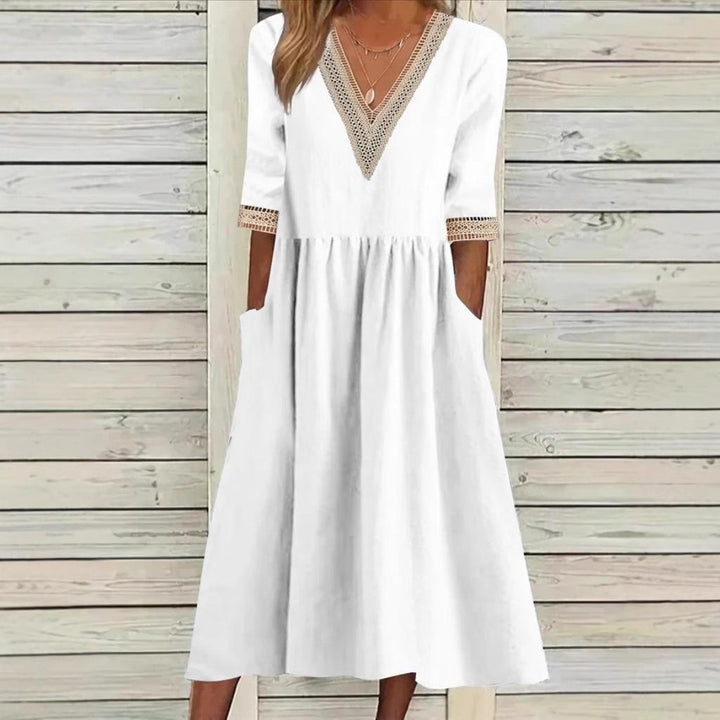 Lynda - Lace Collar Mid-Length Dress
