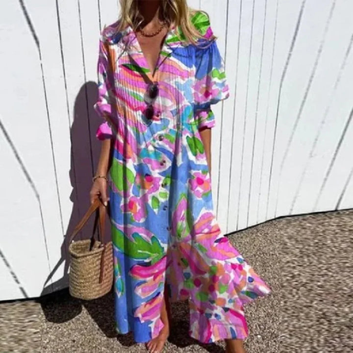 Romy - Boho Puff Sleeve Maxi Dress