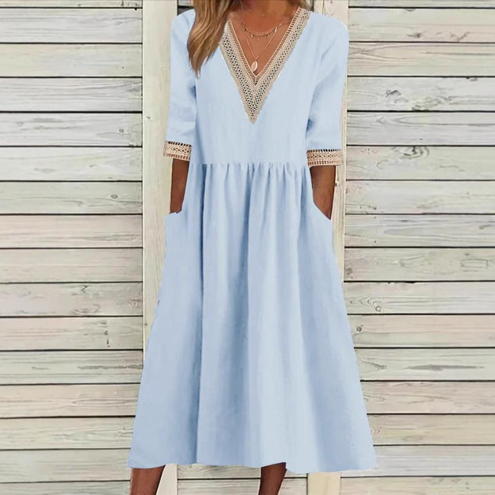 Lynda - Lace Collar Mid-Length Dress