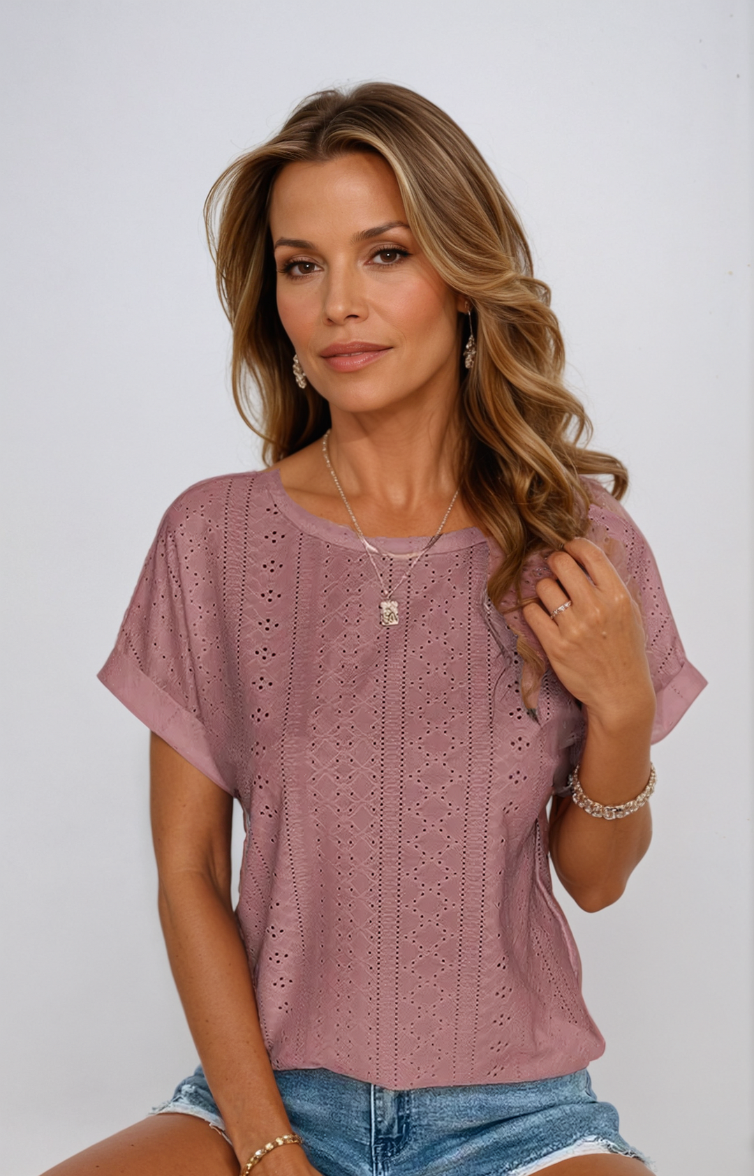 Orlena - Casual Eyelet Top